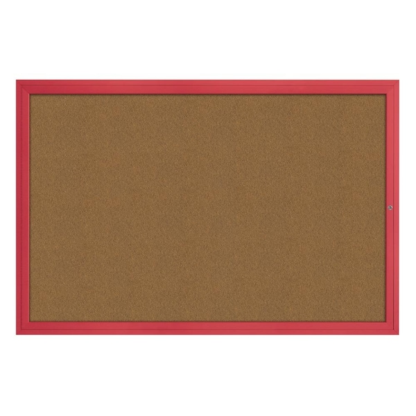 Hinge-less Radius Corkboard, 24"x36", Satin Alum Frame/Forbo